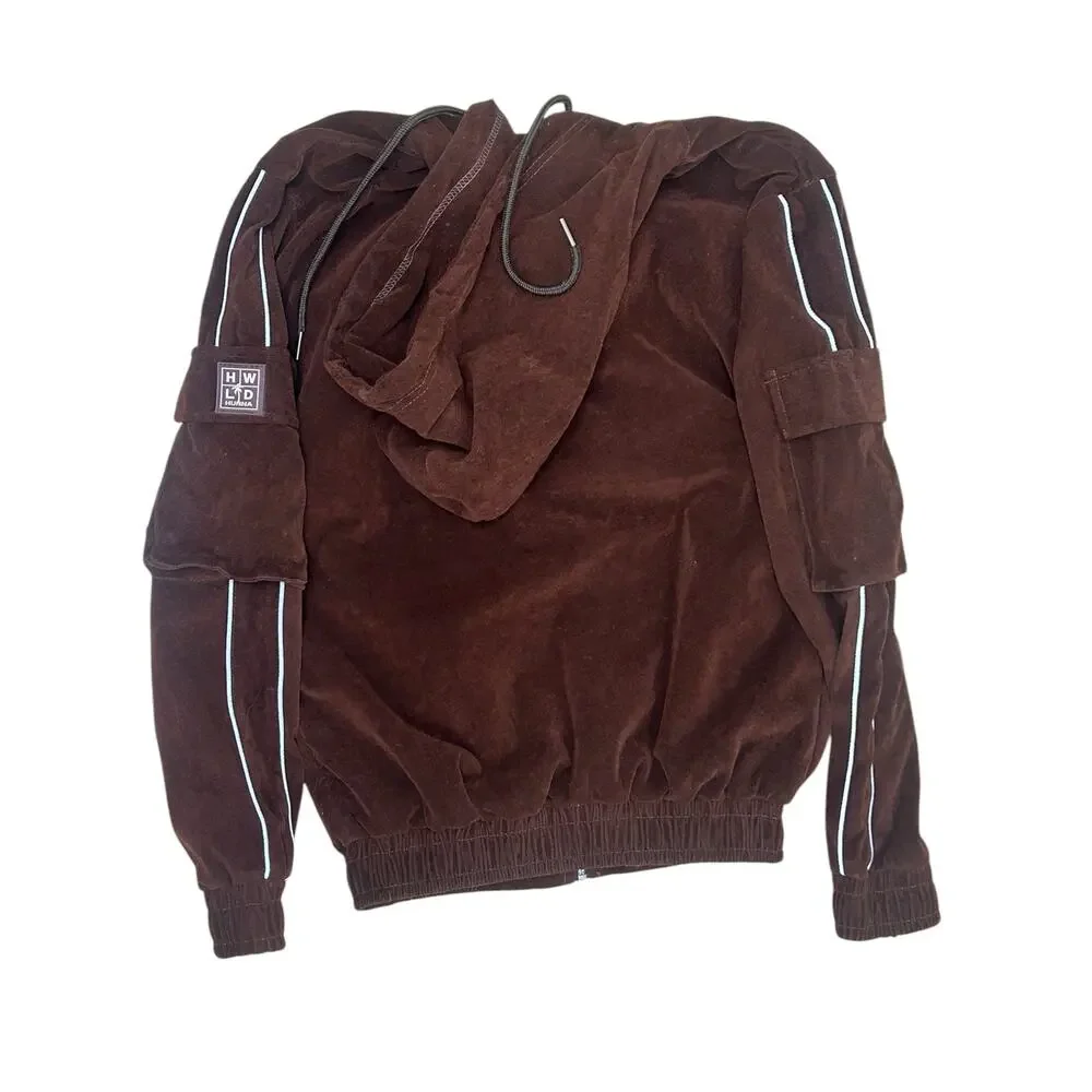 HWLD Hunna Brown Zip‎ Lore Jacket Size Small Chocolate Streetwear